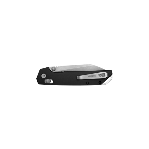 Kershaw 2038R Iridium DuraLock KVT Folding Knife - 3.4" D2 Stonewashed Reverse Tanto Blade, Black Aluminum Handles, Reversible Clip, AXIS/Crossbar Lock